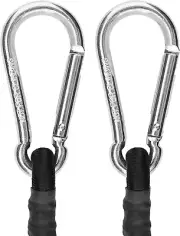 24 Inch Black Bungee Cords with Carabiner Hooks, 2Pcs