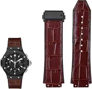 [BANDKIT] Genuine Leather Watch Band For Hublot Big Bang Series Cowhide Strap Men Wristband With Tools Accessories Black Brown 26 * 19mm