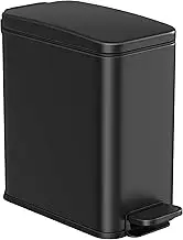 SONGMICS Bathroom Bin, LTB561B10, Black, 10L, Steel, Pedal Operated, Soft Close Lid