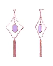 Genevive 14K Rose Gold Vermeil CZ Tassel Earrings