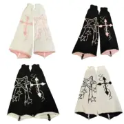 Women Gothic Punk Flared Leg Warmer Harajuku Star Crosses Knit Foot Covers Socks