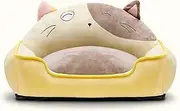 Pet Bed with Removable Cover, Plush Comfy Durable for Small to Medium Dogs and Cats/Yellow