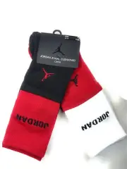 NIKE AIR JORDAN 2-Pairs High Crew Socks Red & Black Boys 5Y-7Y / Sock Size 9 -11