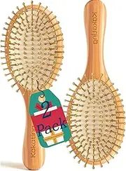 Kakating 2 Pack Bamboo Hair Brush for Hair Growth | Natural Wooden Hair Brush Detangling Massaging Scalp