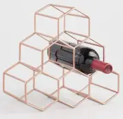 Hexagon 6 Bottle Wine Rack in Rose Gold