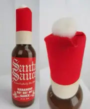 RARE! Santa Sauce hot sauce GLASS COLLECTIBLE BOTTLES New Old Stock