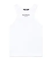 Balmain Kids Rubberised-Logo Sleeveless Tank Top 8Y,4Y,14Y White