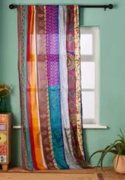 Wholesale lot 5PC silk Sari Multi Curtain Door Drape Window Decor Saree Curtain
