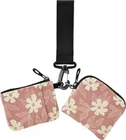 [GuoChe] Dual Wristlet Wallets for Women Happy Thanksgiving Autumn Flowers Thin Flat Wristlet Wallet Key Holder with Zipper Coin Pocket for Men Women 2 Packs, Happy Thanksgiving autumn76, 4.13" x 3.51" & 4.13"