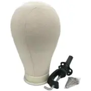 Canvas Block Mannequin Head for Training Wig Making Styling Hats Display Stand