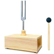 528Hz Tuning Fork with Resonance Box, Aluminum Alloy, Wooden Speaker, Perfect for SPA Aromatherapy Silver Wood Color
