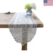 2 Pack White Cotton Crochet Lace Table Runner Dresser Scarf Doilies 13" X 44