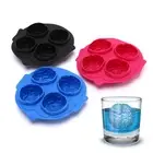 Silicone Ice Cube Tray Brain Shape 3D Ice Freeze Molds Maker 4 Cavity Ice MS^D2