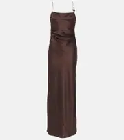 [SIR] SIR Lush beaded silk satin slip dress AU 10 brown