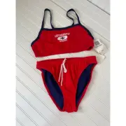 NWT Speedo Lifeguard Flyback 2-Piece Swimsuits Orange & Navy Beach Surf 12