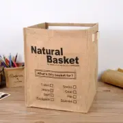 Jute Storage Box Foldable Waterproof Film Easy Cleaning Mild Texture Storage