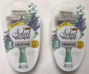 NIP 8 Bic Soleil Escape Razors Lavender Eucalypyus 3 Blades 2 Sealed 4 Razors