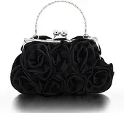 [JAMBHALA] Women Evening Clutch Bag Floral Satin Small Purses with Detachable Strap for Wedding, Party, Prom