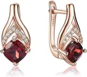 Earrings 100% Natural Garnet Rose Gold Luxury Clip Earrings for Women Genuine 925 Silver for Wedding Gift Fine Ear Clip