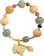 [QSAENHA] Jade Bracelet Pi Xiu Feng Shui Wealth Bracelet Gobi Desert Yellow Jade Bangle Crystal Bracelet Antique Pi Yao Dragon Charm 7 Chakra Spiritual Talisman Amulet Prosperity/1953