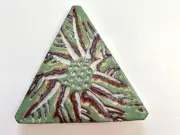 Ned Krouse Raku Studio Artist Trivet Tile Hand Carved Pottery Modern OOAK 1990s