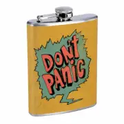 Don't Panic Em1 Flask 8oz Stainless Steel Hip Drinking Whiskey