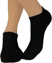 [YAX SOCKS] Men's Athletic Ankle Sports Socks, No-Show Socks, Pack of 6, Cushioned Toe & Reinforced Heel, Breathable Mesh Ventilation, Made with Combed Cotton - Black Color, One Size (10-13)
