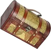 ERINGOGO Antique Wooden Treasure Chest Vintage Storage Box for Home Decoration Display Props Color Patterns for Jewelry Keepsakes Decorative Item