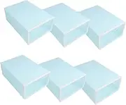 PartyKindom 6PCS Box Transparent Stackable Shoes Storage Box Plastic Shoe Container with Door for Easy Access for Closet Entryway Storage Cabinet Blue with White Frame
