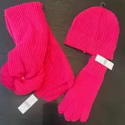 Lane Bryant pink hat, glove and scarf set