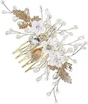 [Baluue] Bridal Headpiece for Wedding Handmade Flower Hair Comb Crystal Beads Rhinestone Hair Accessory for Brides