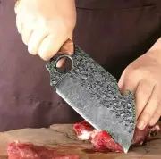 Butcher Knife Forged Handmade Steel Full Tang Wood Handle Cleaver Chef Slicing M