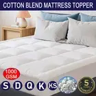 Pillowtop Mattress Topper Protector 1000GSM Matress Pad Cover 45cm Underlay Bed