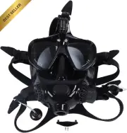 Full Face Snorkel Mask, 180° Panoramic View, Camera Mount, Waterproof Silicone