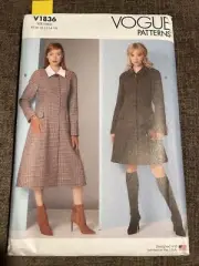 Vogue Pattern V1836 Misses Coat Lined Loose Fit Snap Front Closure Size 6-12