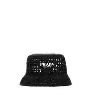 Prada Logo Detailed Interwoven Bucket Hat black