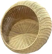 Stgfyxgs Imitation Rattan Cat Bed Basket, Cat House, Breathable Kennel Kitten Cave for Indoor Cats, Kitten Bed for Kittens, Puppies, Apricot