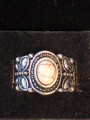 Paparazzi White Turquoise Ring Silver Metal