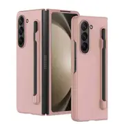 For Samsung Galaxy Z Fold 6 Case with S Pen Holder, with Hinge Protection [Front Built-in Screen Protector], Slim Hard PC Shockproof Cover (Pink)