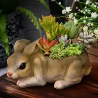 在飛比找樂天市場購物網優惠-歐式大號兔子多肉植物花盆創意可愛仿真動物造型盆栽樹脂園藝擺件