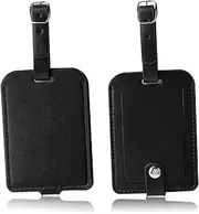 [Cozevdnt] PU Leather Luggage Suitcase Tags, Name Tag, 2Pcs Black Luggage Labels for suitcases, Travel Luggage Handbag Suitcases identifier for Preventing Loss of Bags and Suitcases