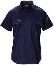 [Hard Yakka] Men's Short Sleeve Closed Front Cotton Drill Work Shirt