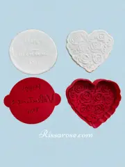 Happy Valentine's Day Debosser rose heart cookie cutter Fondant Embosser Cake De