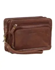 [PIERRE CARDIN] Rustic Leather Organizer Bag in Chestnut