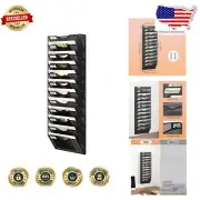 Stylish Mesh A4 File Organiser - Durable 12-Tier Wall Storage Rack in Black