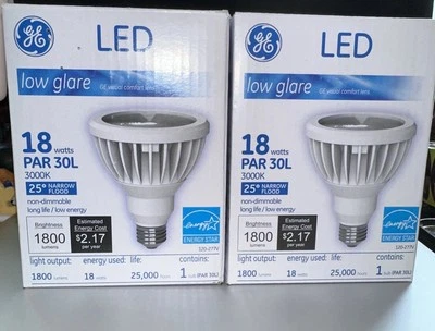 New (2) LED Bulbs Low Glare 18 W Par 30 L Floodlights Long Life/Low Energy