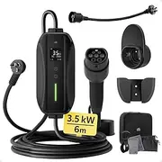 EV Charger Type 2 [3.5 kW|6M|10A to 15A Adapter] dé Portable EV Chargers with Australian 15A Charger EV, Adjustable Current Compatible with Tesla Model Y/3, BYD/MG/Polestar/Kia and Other PHEV/BEV