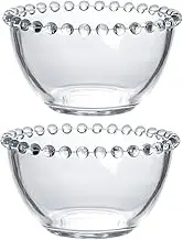 OFFSCH 2pcs Clear Glass Bowl Dinnerware Clear Fruit Bowl Sauce Bowl for Home Tableware Oatmeal Bowl Transparent Salad Bowl with Lid Clear Tray Jugs Sundae Glasses Beaded Rim Serving Bowl