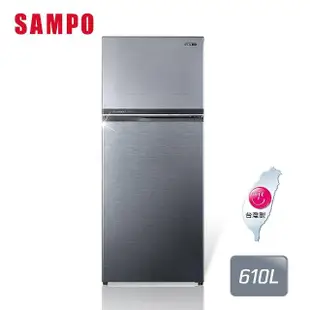 【SAMPO 聲寶】610公升二級能效經典系列定頻右開雙門冰箱(SR-C61G-K3)