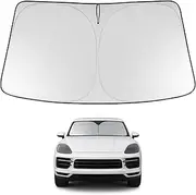 Proadsy 2025 Upgrade Windshield Sun Shade Custom Fit 2019–2023 2024 2025 Porsche Cayenne Foldable Front Sunshade Protector Sun Visor Blocks UV Rays Keep Car Cooler